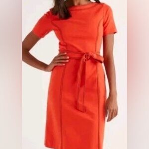 Boden Rebecca Ponte Shift Dress Orange Sunrise Size 12 NO Belt ! Fair Condition